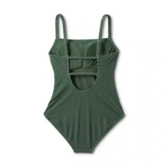 🆕 Kona Sol Women’s Pucker Textured Square Neck High Coverage One Piece Swimsuit - Picture 2 of 12